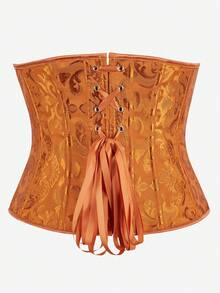 Corpetto sottoseno classico in jacquard per donna, modellante vita, shapewear snellente, adatto per Ognissanti - Zenzero - Visualizzare 4