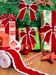 1pc, 1m/2m/5m/10m Christmas Red White Border Packaging Tapes, DIY Decoration, Christmas Tree Bow , Christmas Gift Packaging Ribbon, Suitable For Holiday, Party, And Birthday Gift Decoration