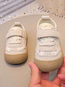 1 Pair Girls' Canvas Shoes, New Spring/Autumn Children Soft Bottom Sneakers, Toddler Casual Shoes - Beige - View 4