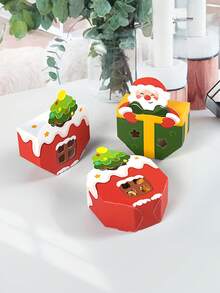 10 Stücke faltbare Geschenkboxen mit Fenster und Weihnachtsmann - rote & grüne Weihnachtsparty Dekorationen, einfach zusammenzubauen Cut Out Süßigkeitenboxen für Weihnachten, stabile Papierverarbeitung für Feiertags-Leckereien, Kleinigkeiten, Dekor - ideal für Zuhause, Büro oder Klassenzimmer Partys, saisonale Behälter für Leckereien, festliche Designs, leichte Verpackung, Behälter für Leckereien, Heimdekoration