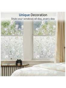 1 Roll Window Privacy Film, Decorative Stained Glass Window Film, Heat Blocking Window Clings, Renter-Friendly Static Cling Frosted Window Sticker Covering For Home, Rainbow Tulip - Multicolor - View 5