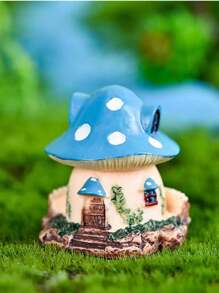1 件创意树脂微景观装饰 - 石窗/郁金香蘑菇迷你屋适用于家庭花园装饰（手绘，不同批次颜色可能略有不同）