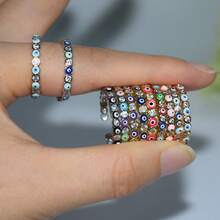 1pc Fashionable & Unique Turkish Blue Evil Eye Open Ring, Suitable For Men And Women, Cool Party Jewelry, Girlfriend/Valentine's/Mother's Day Gift - Multicolor - View 1