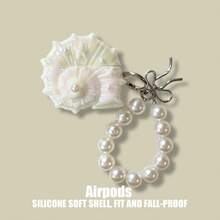 Funda protectora de estilo concha con proceso de enchapado para AirPods Series, Series y Series, compatible con AirPods 1/2/3/4/Pro/Pro2, FreeBuds 5i/6i/SE2/SE3/Pro3/Pro4/Clip y Galaxy Buds 3/Buds 3 Pro, diseñada para niñas con colgante de elemento