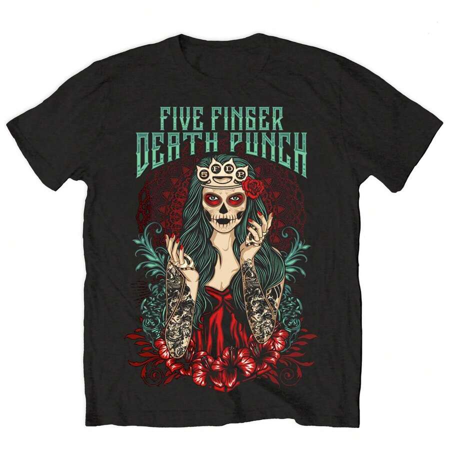 Five Finger Death Punch | Official Band T-Shirt | Lady Muerta | SHIPPED IN 24 HOURS - Black - View 1