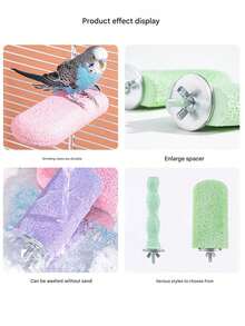 1 件装鹦鹉彩色打磨棒，带磨爪棒，宠物鸟笼立杆玩具，鸟笼配件，磨爪器，鸟类训练用品，栖木架，用于鹦鹉、画眉和牡丹鸟咬和磨喙和爪子，鸟类栖息架配件