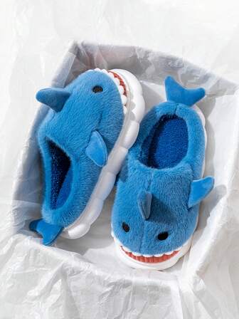 Casual pantoffels voor tieners/jongeren, zachte en comfortabele pantoffels voor binnen en buiten voor de herfst/winter, modieuze schuimpantoffels, nieuwe instappantoffels met haaienmotief