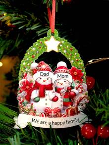 LICVIC Custom Christmas Ornaments With Name, Personalized Christmas Tree Decorations, Customized 2-8 Names Ornaments, Customizable Christmas Decorations, Diy Ornaments, Christmas, Indoor, Outdoor, Garden, Anniversary, Snowman Family, Christmas Tree Ornaments, Room Decor, Boys, Girls, Mom, Dad, Kids - Style a - View 2