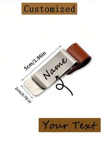 1pc Customized Name Metal Faux Leather Pen Holder Brass Stainless Steel Pencil Clips Vintage Diary Loose Leaf Notebook Pen Organizer Office Suppliesmetal Holder Stainless Steel Pen Clip For Notebook Diary School Office Accessories Back To School Customized Pencil Clips - Multicolor - View 3