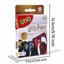 Mattel 1 PIEZA Juego de cartas UNO con licencia oficial de Harry Potter, juego de emparejamiento de números, diversión para la familia y amigos, 112 cartas, personalizable, borrable, cartas de acción especiales, regalo del Día de San Valentín para familia, amigos y compañeros de clase - Blanco - Ver 3