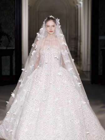 1 ชิ้น ผ้าคลุมหน้าเจ้าสาวดีไซน์ผีเสื้อ 3 มิติ, ไข่มุกสีขาว, สไตล์โรแมนติก, เสื้อผ้าสำหรับผู้หญิงแบบหางยาวขนาดใหญ่พิเศษ เครื่องประดับวันวาเลนไทน์