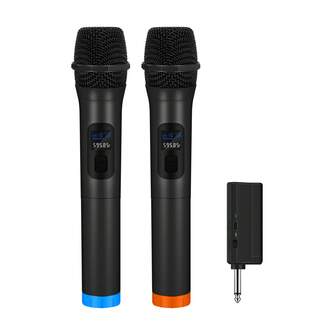 无线卡拉 OK 麦克风，带可充电接收器，适用于卡拉 OK、派对、DJ、婚礼卡拉 OK 机、扩音系统、扬声器（黑色）