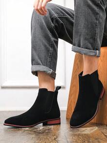 Nuovi stivali Chelsea da uomo con punta affusolata, versatili, retrò e minimalisti, adatti per lavoro, feste, vacanze e abbigliamento casual, ideali per l'autunno/inverno - nero - Visualizzare 5