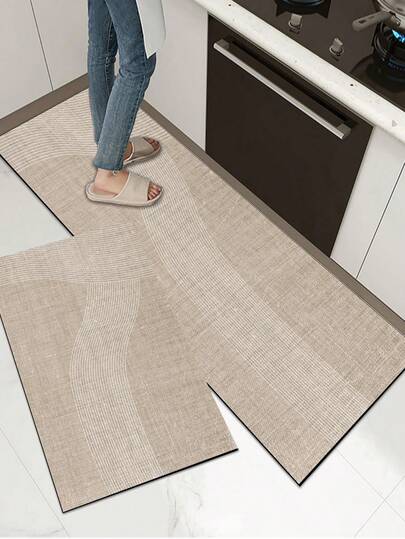 [¡¡¡CALIENTE!!!] 1 pieza Alfombra de gel de sílice para piso de cocina, con patrón de textura lineal minimalista, estilo de lujo, alfombra de cocina acolchada antifatiga, de aproximadamente 3 mm de grosor, absorbente de agua, adecuada para cocina, baño, entrada, lavandería