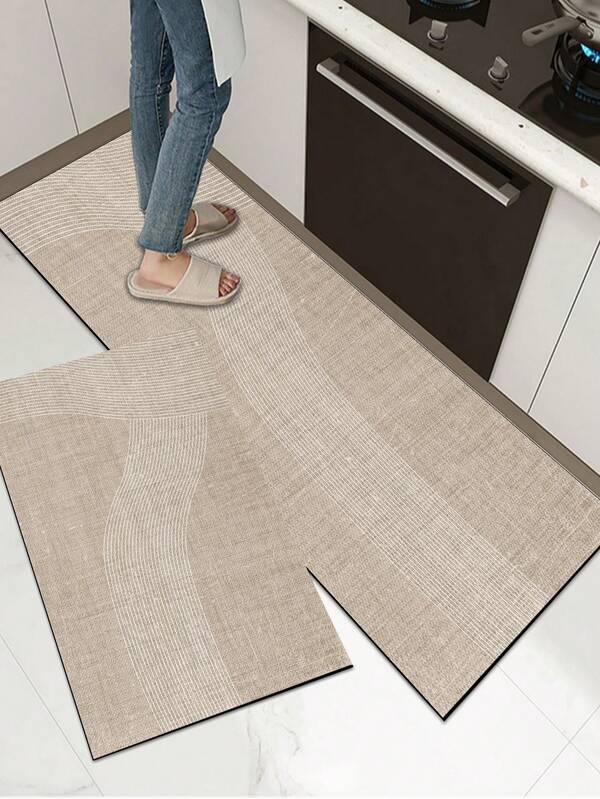 [HOT!!!]1 pezzo Tappeto da cucina in gel di silice, con texture lineare minimalista, stile di lusso, tappeto da cucina anti-fatica imbottito, spessore di circa 3 mm, assorbente d'acqua, adatto per cucina, bagno, ingresso, lavanderia