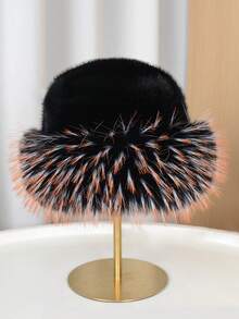 1pc Women Winter Furry Hat, European & Korean Style Warm Headwear, Solid Color Cute & Versatile, Thicker Design - Multicolor - View 16