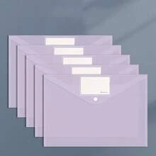 1pc/5pcs A4 Clear Polypropylene File Folders With Snap Closure & Label Design, Waterproof Document Organizer Box, Assorted Colors Incl. Pink, Blue, Green, Yellow, Purple, Suitable For Students & Office Use, School File Folders - Multicolor - View 11