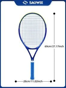 SALYWEE Llamativa raqueta de tenis de aluminio y fibra de carbono azul/verde unisex, con cuerdas premium, patrón pre-encordado 16x19, peso 345±10g, tamaño de cabeza de raqueta 102 pulg², con bolsa portátil, amortiguador de vibración y pelota de tenis para entrenamiento de jugadores intermedios