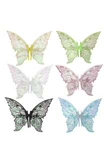 1 chiếc áo choàng hai lớp ren kiểu dáng tối màu mới, trang phục Halloween, màu đen thời trang - cánh bướm - Xem 3