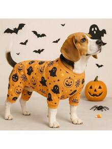 Ropa nueva para mascotas para Halloween y Navidad, pijama de 4 patas con estampado de oso, ropa informal y cómoda antipelusa adecuada para perros pequeños como Corgi, Bulldog Francés, Teddy, para todas las estaciones