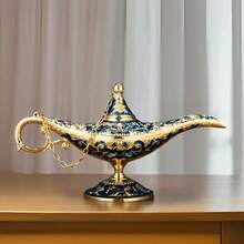 1 buc. Lampă vintage, decor metalic în stil european, lampă cu dorințe - Ornamente auriu și albastru pentru lampă magică - Vizualizare 2
