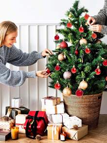 24pcs Multi-Color Christmas Tree Decorations, Flocked Ornament Balls For Home, Window Display, Christmas Decor