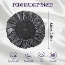 Ladies Ribbon Headscarf, Elastic Band Hood For Curly And Straight Hair, Wide-Brimmed Nightcap, Shower Cap, Dry Hair Cover, 100% Polyester, Grease Clean, Comfortable Wear - 淺粉色 - 查看 7