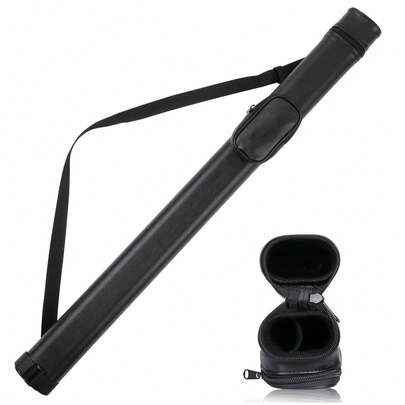 1 pieza Funda para taco de billar, Manga dura para taco de billar, Bolsa para taco, 1 varilla 2 agujeros, Portador de taco de billar de cuero PU 1/2 tubo de taco 2 agujeros Tubo de taco de billar Bolsa de bolas