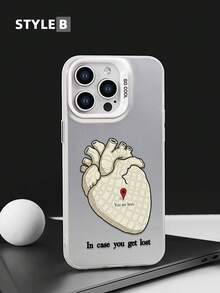 可爱插画心脑元素图案手机壳，情侣款保护套，情侣礼物，防震，适用于 16、16 Plus、16 Pro Max、16e、16 Pro、15、15 Plus、15 Pro Max、15 Pro、14、14 Plus、14 Pro Max、14 Pro、13、13 Pro、13 Pro Max、12、12 Pro、12 Pro Max 和 Galaxy - 彩色 - 查看 5