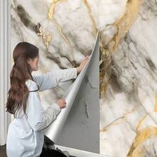 1 rollo de pegatinas de pared autoadhesivas y impermeables para baño - Adhesivos extraíbles con textura de mármol para ducha, inodoro, lavabo - Fácil de limpiar y lavar, decoración y accesorios de baño