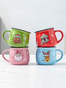 1 pieza Taza de café de Navidad, taza de cerámica como regalo, chocolate caliente navideño para mamá, mujeres, familia, amigos, decoración de bandeja escalonada de estilo rústico, bar