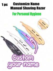 Custom Name 4-Color Barber's Manual Shaver Men's Folding Beard Knife, Custom Shaver With Name, Barber's Replaceable Razor Trimming Barber Shop Tool, High-Quality Men's Straight Razor.Christmas Beauty Accessories