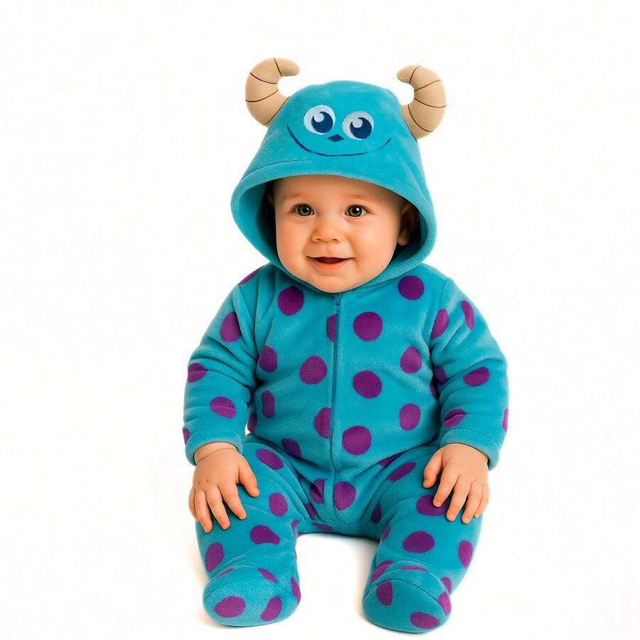 Mameluco para bebe con gorro bordado Disney - Agua verde azul - Ver 1