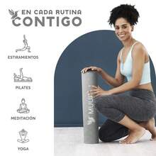 MUUK FITNESS 1 pieza Tapete de yoga antideslizante de 150x60 cm con 4 mm de grosor, tapete ligero y portátil para ejercicios de yoga, pilates, estiramientos y fitness, esterilla cómoda y estable para entrenar en casa, estudio o al aire libre - Gris - Ver 5