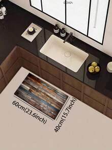 1 pièce Tapis de cuisine en gel de silice avec motif de grain de bois vintage. La conception de couleur et de texture simule l'effet de vieilles planches de bois, avec un style rétro et rustique, qui peut ajouter une atmosphère naturelle et vieillie à l'espace, couramment utilisé dans la création de styles de décoration de ferme, industriels et autres. Tapis de cuisine de luxe et , résistant à la fatigue et amortissant. Tapis de cuisine