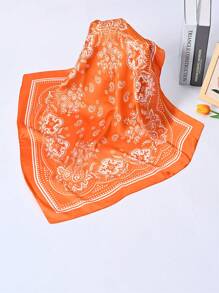 1 件佩斯利印花仿丝 27.6 英寸小方巾/头巾，男士百搭颈巾，防晒 - 紅色 - 查看 14