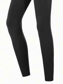 CAMEL CROWN Women's High Waist Thermal Lined Leggings, Autumn 2 In 1 Warm Knit Pants - Phantom Black - View 3