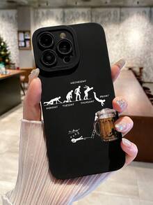 啤酒爱好者手机壳，趣味啤酒状态变化表情包图案，黑色哑光防摔，凸起摄像头保护，幽默创意印花，防水防尘，适合日常通勤/派对必备，节日配件，兼容和Galaxy，国际版，非国内版 - 彩色 - 查看 2