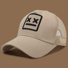 1 件男士笑脸刺绣棒球帽，时尚卡车司机帽，可调节户外防晒休闲帽，适合春季、秋季、旅行、海滩度假