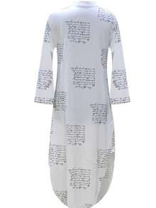 Loose Shirt Dress With Buttons Front, Casual Solid Color Split Hem Dress In Spring And Autumn, Shirt Dresses For Women - Chữ màu trắng - Xem 4