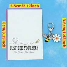 1pc/4pcs/8pcs Enamel Flower & Bee Keychains Set With "A Pocket Hug" Rainbow Gratitude Cards ,Bee And Daisy Keychain, Teacher Appreciation Gift, Back-To-School Gift ,Parties Gift, Holidays & Anniversaries Gift, Ideal As Key/Bag Charms Bag Accessories Lanyards With Id Holder Car Accessories