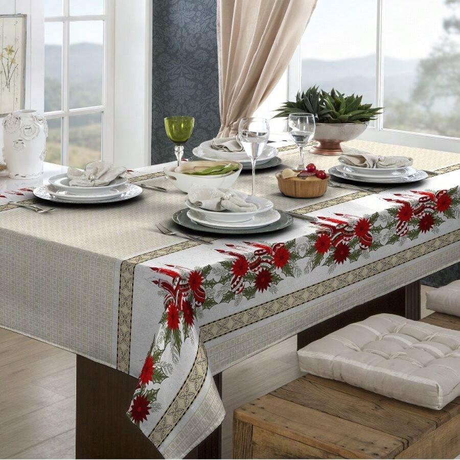 Rustic Oxford Luxury Linen Tablecloth 4/6/8 Seats Various Prints - Christmas Candles - View 1