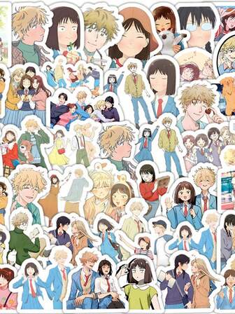 60 PIEZAS Dulces y lindos adhesivos con temática escolar y de personajes de anime en tonos pastel - Colección de calcomanías encantadoras para laptop, funda de teléfono, monopatín, botella de agua, mochila, cuaderno, diario, planificador, manualidades DIY y decoración de habitación inspirada en anime