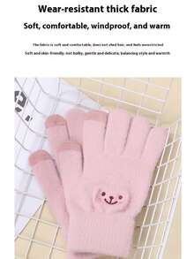 Women's Student Winter & Autumn Gloves Korean-Style, Cute Design With Thermal Lined & Thickened Warmth Ideal For Cycling, Daily Wear, And Cold-Weather Outings 5-Finger Design For Flexible Movement Touchscreen-Compatible-No Need To Take Off When Using Phones Soft Cotton Material For Comfort And Insulation.Travel, Women's Winter Gloves, Gloves, Girls' Gloves, Men's Winter Gloves, Work Gloves, Fur Gloves, Motorcycle Gloves.