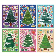 6pcs/12pcs Christmas Puzzle Stickers, Christmas Tree, Reindeer, Santa Claus, Christmas Stockings Stickers, DIY Dress-Up Stickers, Birthday Gifts, Holiday Gifts, Decorative Stickers, Homemade Craft Stickers
