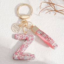 1pc White Soft Ceramic Letter Rhinestone Keychain, Cute Personalized Bag Charm, Car Key Chain, Heart Decor, Gift For Mom, Friend, Valentine's Day Bag Lanyards With Id Holder Car Accessories Bag Charms Christmas Car Accessories Teacher Sister Gift Ideas - Multicolor - View 22