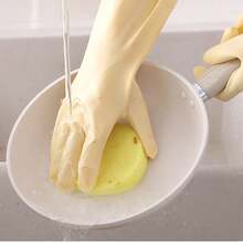 Kitchen Dishwashing Gloves, Water-Resistant , Made Of Thick Fleece Rubber Material, Providing Warmth And Hand Protection. Suitable For Various Occasions Such As Household Cleaning, Kitchen Cleaning, Party Cleaning, Etc. - Multicolor - View 1