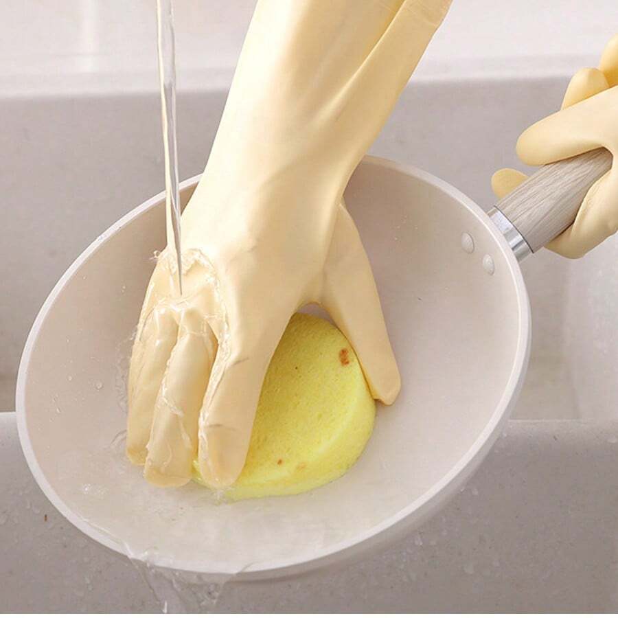 Kitchen Dishwashing Gloves, Water-Resistant , Made Of Thick Fleece Rubber Material, Providing Warmth And Hand Protection. Suitable For Various Occasions Such As Household Cleaning, Kitchen Cleaning, Party Cleaning, Etc. - Multicolor - View 1