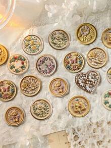 MOCARD 20 szt./opakowanie naklejek z wytłoczonym pieczęcią lakową, kreatywne naklejki estetyczne w stylu vintage, materiały do kolażu dekoracyjnego DIY, prezenty świąteczne, spersonalizowane artykuły papiernicze do scrapbookingu szkolnego