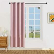 1 件/2 件可选轻质遮光窗帘，100% 遮光窗帘，带金属索环，客厅/卧室窗帘，粉色窗帘 - 粉色 - 查看 17